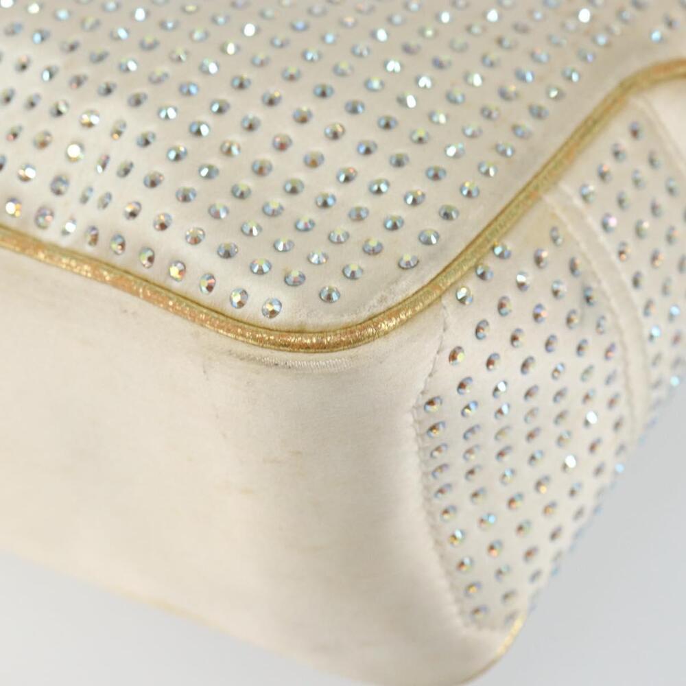 CELINE Hand Bag Satin Beige Gold Auth gh992 - Picture 9 of 16